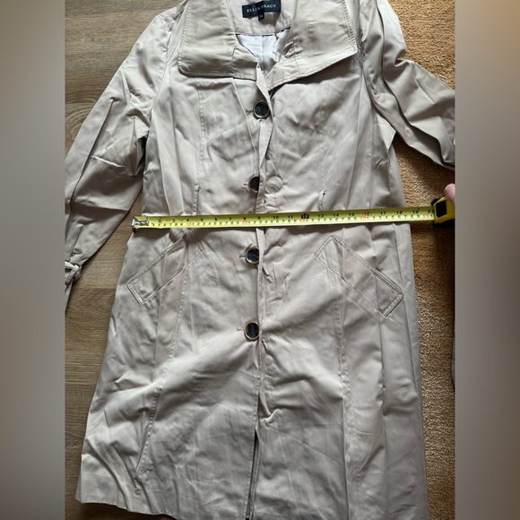 🍂Classic Ellen Tracy Beige Trench W/Belt Coat Size Petite Medium - Picture 4 of 7